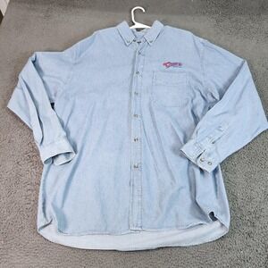 Kellsport Cheers Boston Denim Shirt Mens Large Long Sleeve Embroidered
